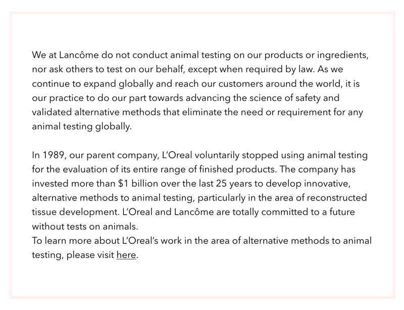 Lancome Cruelty-Free Claims