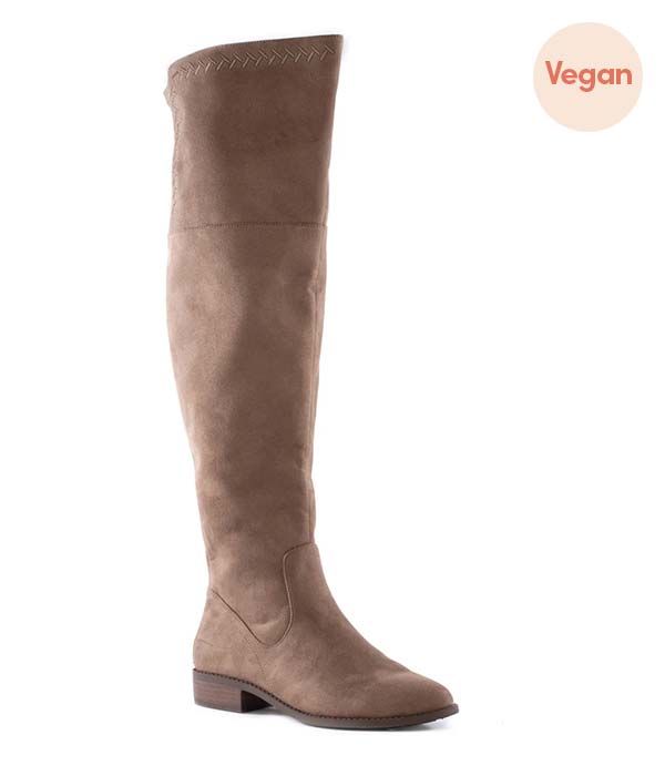 Taupe Vegan Suede Over the Knee Tall Boots by BC Footwear