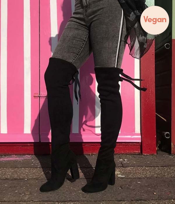 Blocked Heeled Vegan Suede Over the Knee Boots by Beyond Skin