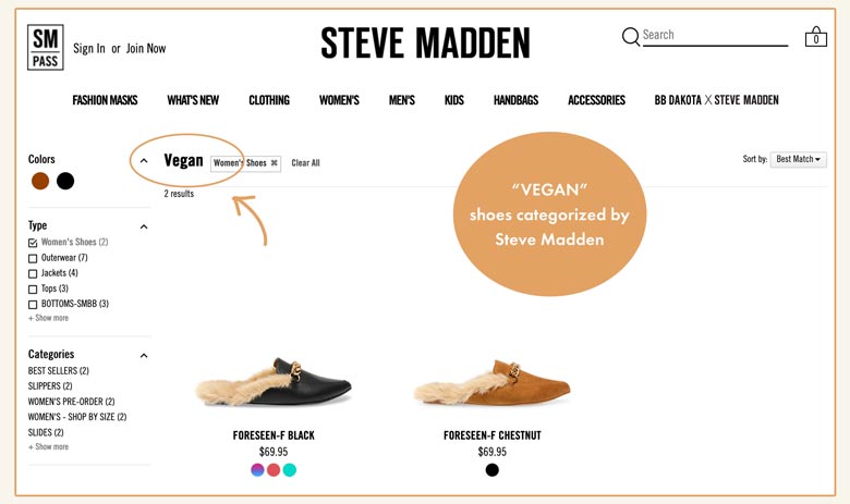 'vegan' shoes categorized by Steve Madden