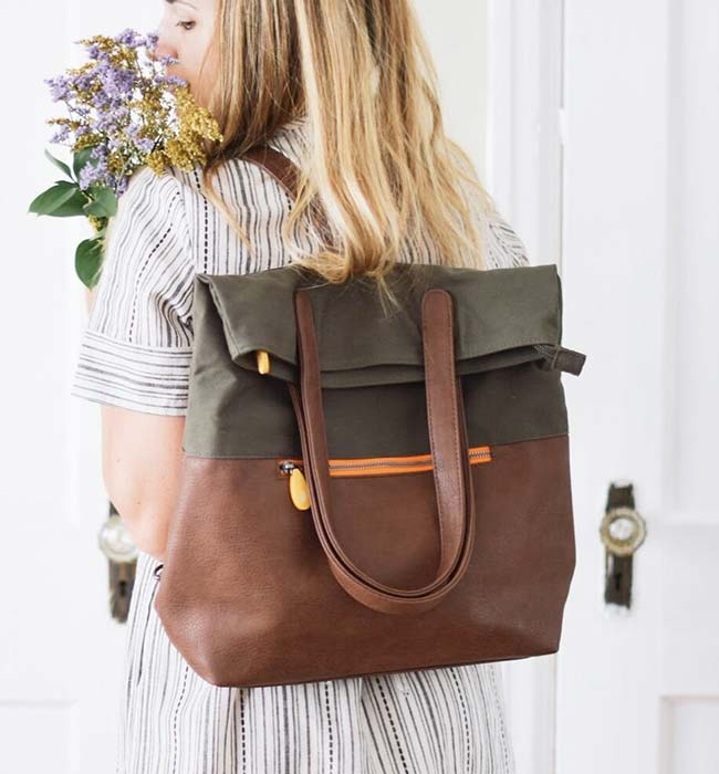 Organic Cotton & Vegan Leather Backpack by Canopy Verde