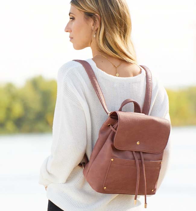 Button Snap Vegan Backpack by Jeane & Jax 