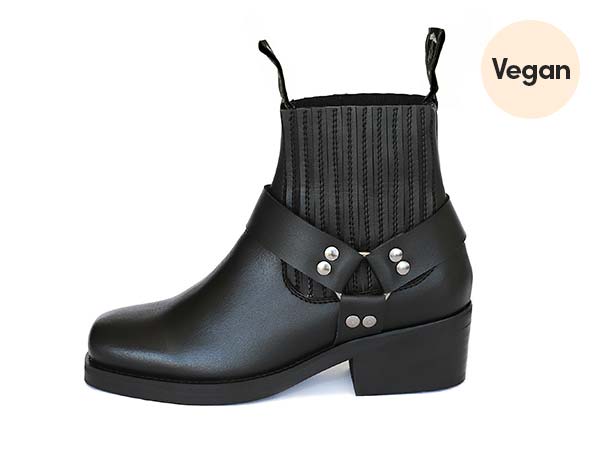 Black Ankle Motorcycle Vegan Boots 'Eddie'