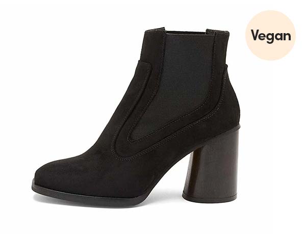 Recycled Vegan Suede 'Elisabet' Black Heeled Boots