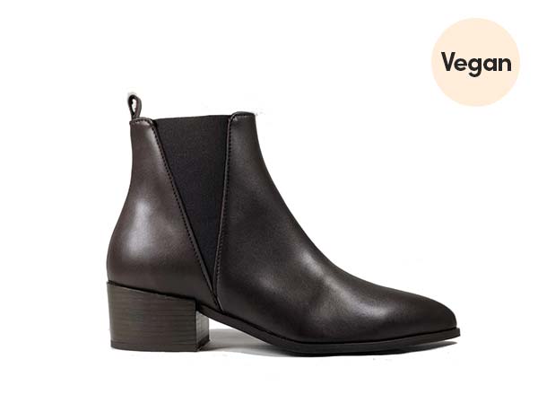 Vegan Leather 'Nerrie' Chelsea Bootie in Dark Chocolate by Zette Shoes