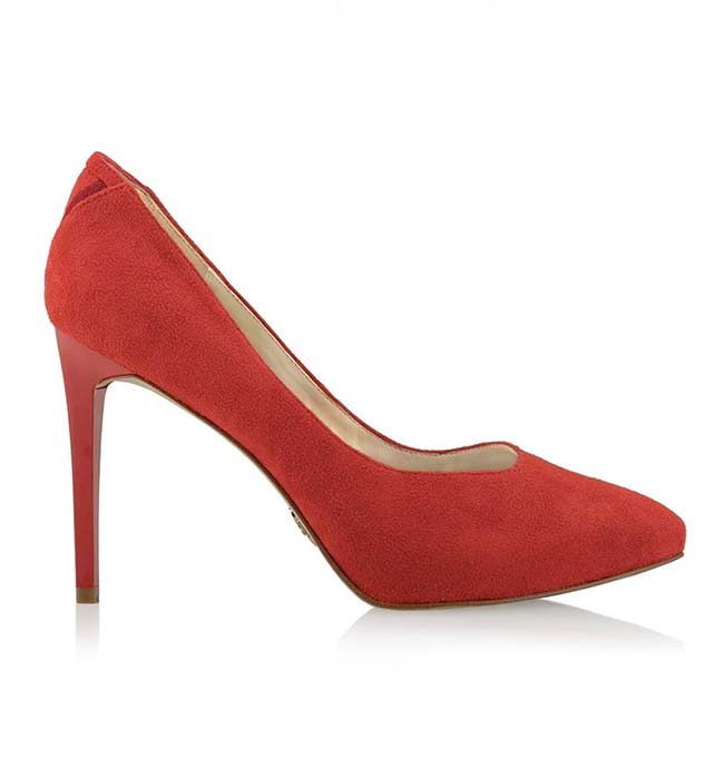 Red Cherry Soft Black Vegan Suede Pointy Toe Pump Shoe 4.5" Stiletto High Heels 