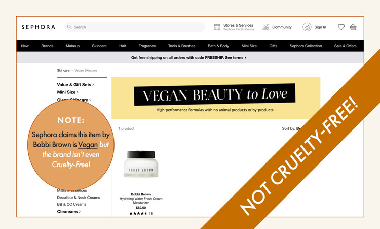 Sephora claims this item by Bobbi Brown is Vegan but the brand isn't even Cruelty-Free!