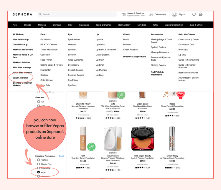 Browse and filter Vegan products on Sephora's online store