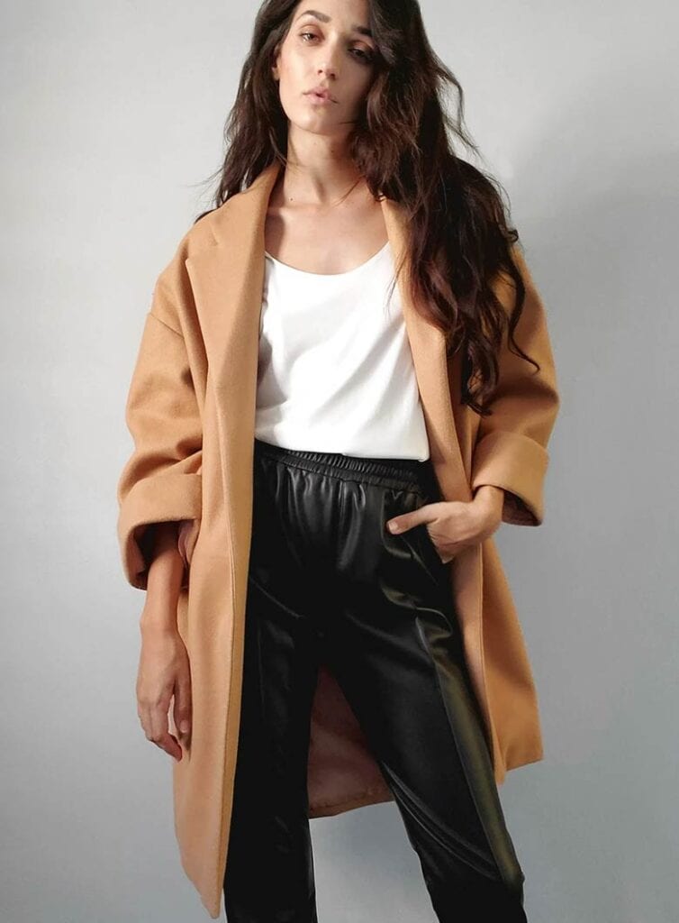 Oversized, mid-length vegan coat