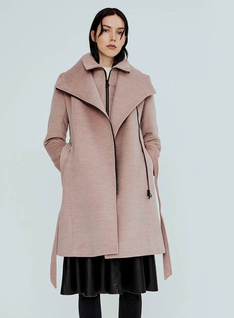 Semi-fitted mid-length vegan wool coat 