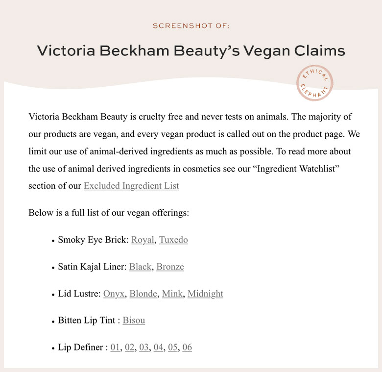 Victoria Beckham Vegan Claims