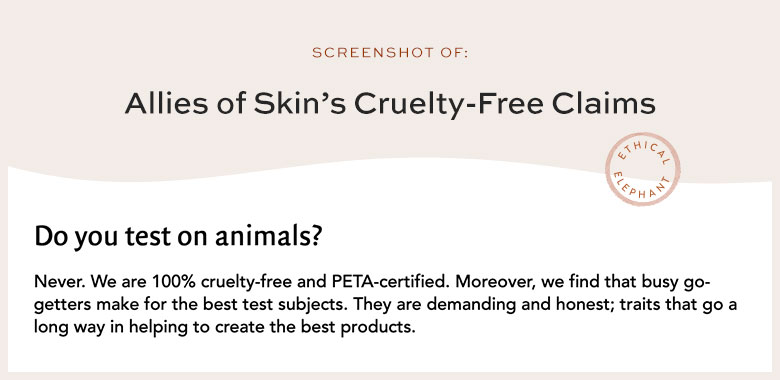 Allies of Skin's cruelty-free claims