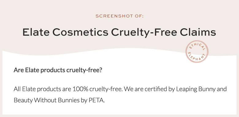 Elate Cosmetics Cruelty-Free Claims