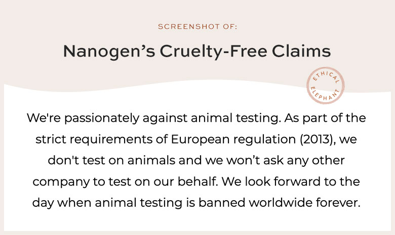 Nanogen Cruelty-Free Claims