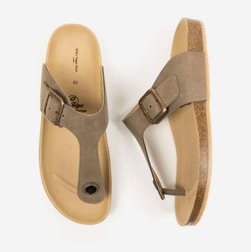 Vegan Sandal, VEGETARIAN SHOES Two Strap Sandal Brown