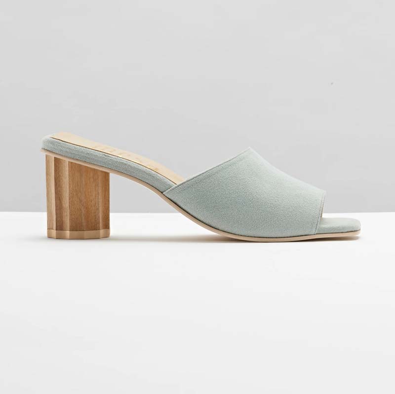 Mesa's Octavia light blue mule sandals 