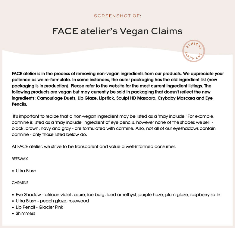 Is FACE atelier Vegan?