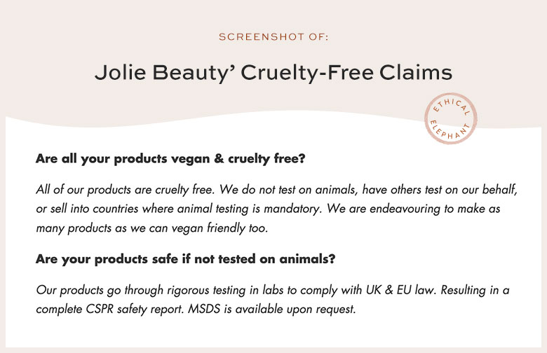 Is Jolie Beauty Cruelty-Free?