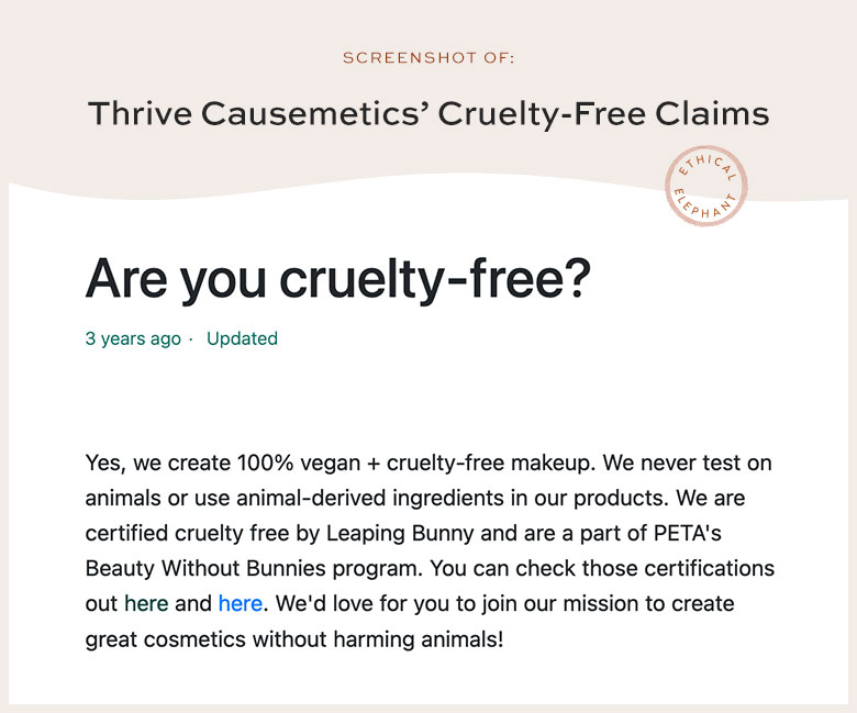 Is Thrive Causemetics Cruelty-Free?