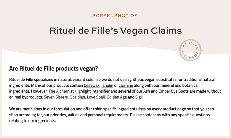 Is Rituel de Fille Vegan?