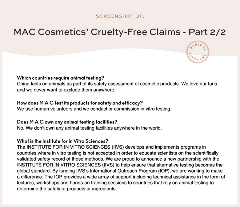 is mac cosmetics cruelty free 2021