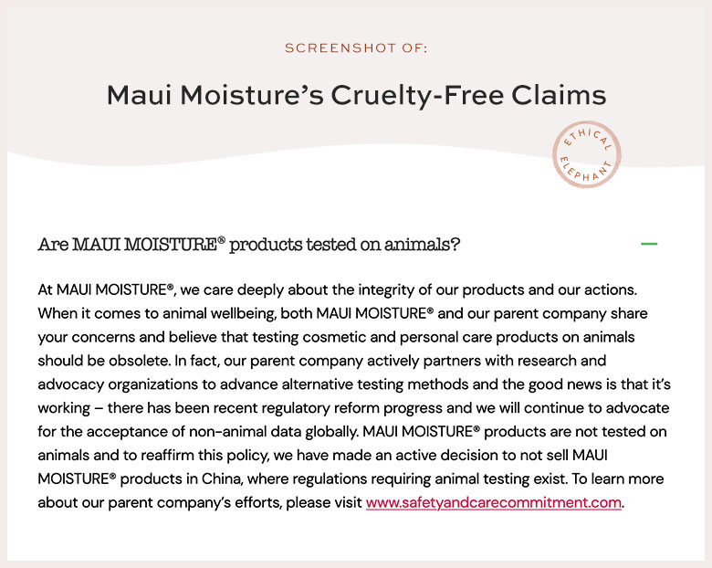 Is Maui Moisture Cruelty-Free?