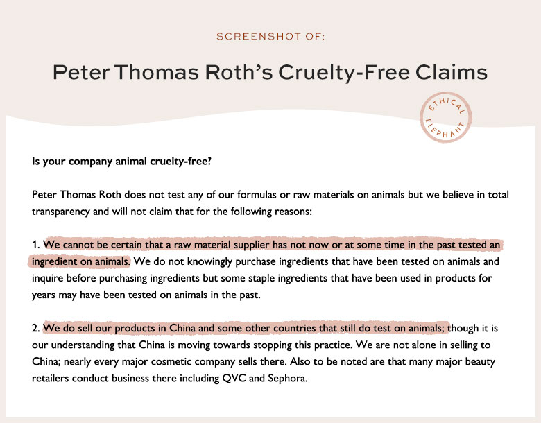 Is Peter Thomas Roth Cruelty-Free?