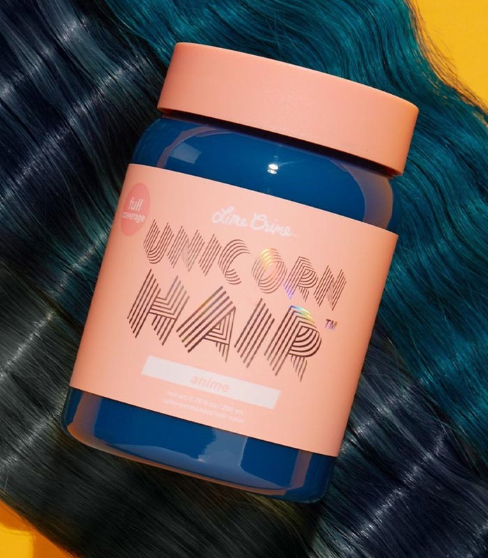 Amazoncom Lime Crime Unicorn Hair Dye Full Coverage Anime Candy Blue   Vegan and Cruelty Free SemiPermanent Hair Color Conditions  Moisturizes   Temporary Blue Hair Dye With Sugary Citrus Vanilla Scent 